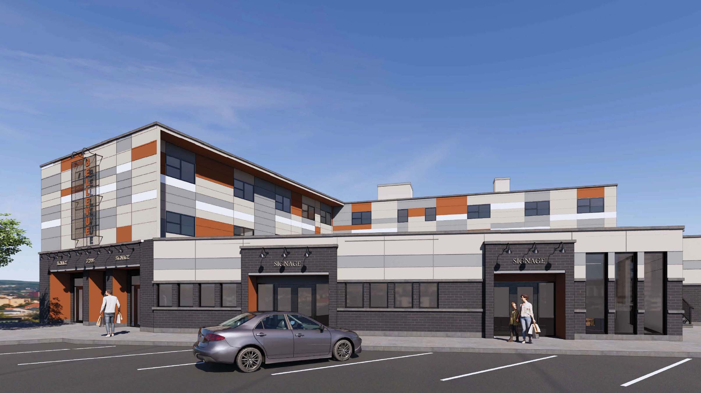The Bellevue with retail space